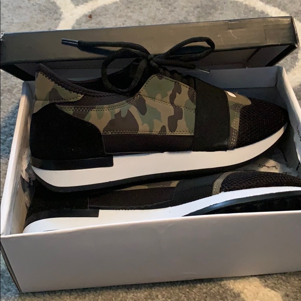 Camo and black slip on shoe. Brand new in box.